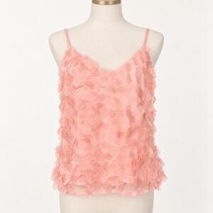 Anthropologie Sunday In Brooklyn Pink 3D Floral Appliqué Cami Small NWT